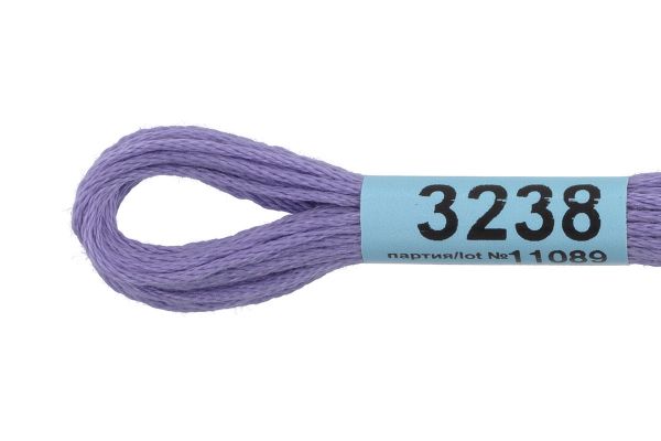 Мулине Gamma 100% хлопок, цв.3238 сиреневый, 24 мотка по 8 метров
