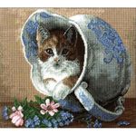 Набор для вышивания нитками Hobby&Pro, Кот в кувшине, 27х22 см