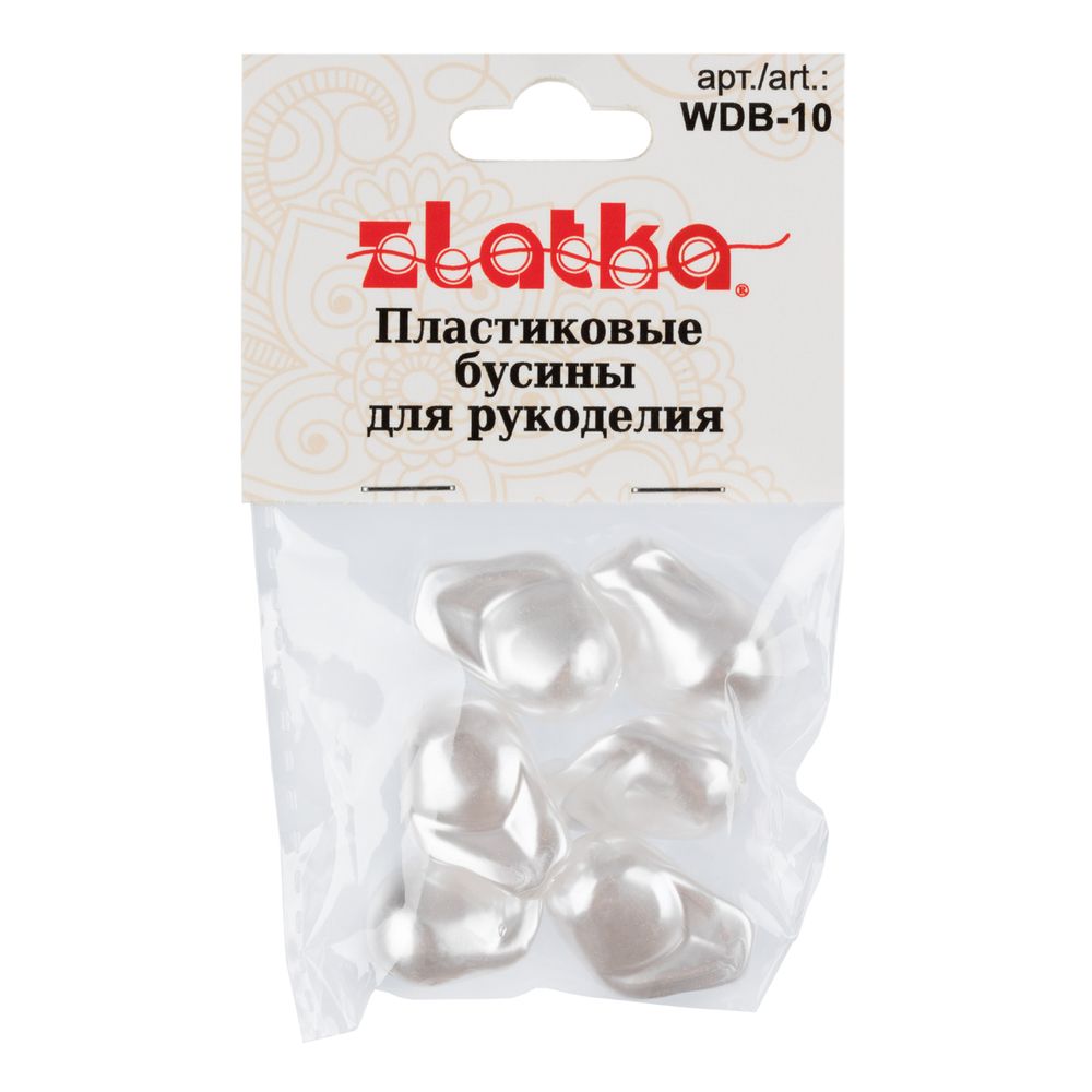 Бусины пластик 21х16 мм, 10х6 шт, №01 большая капля под жемчуг, Zlatka WDB-10