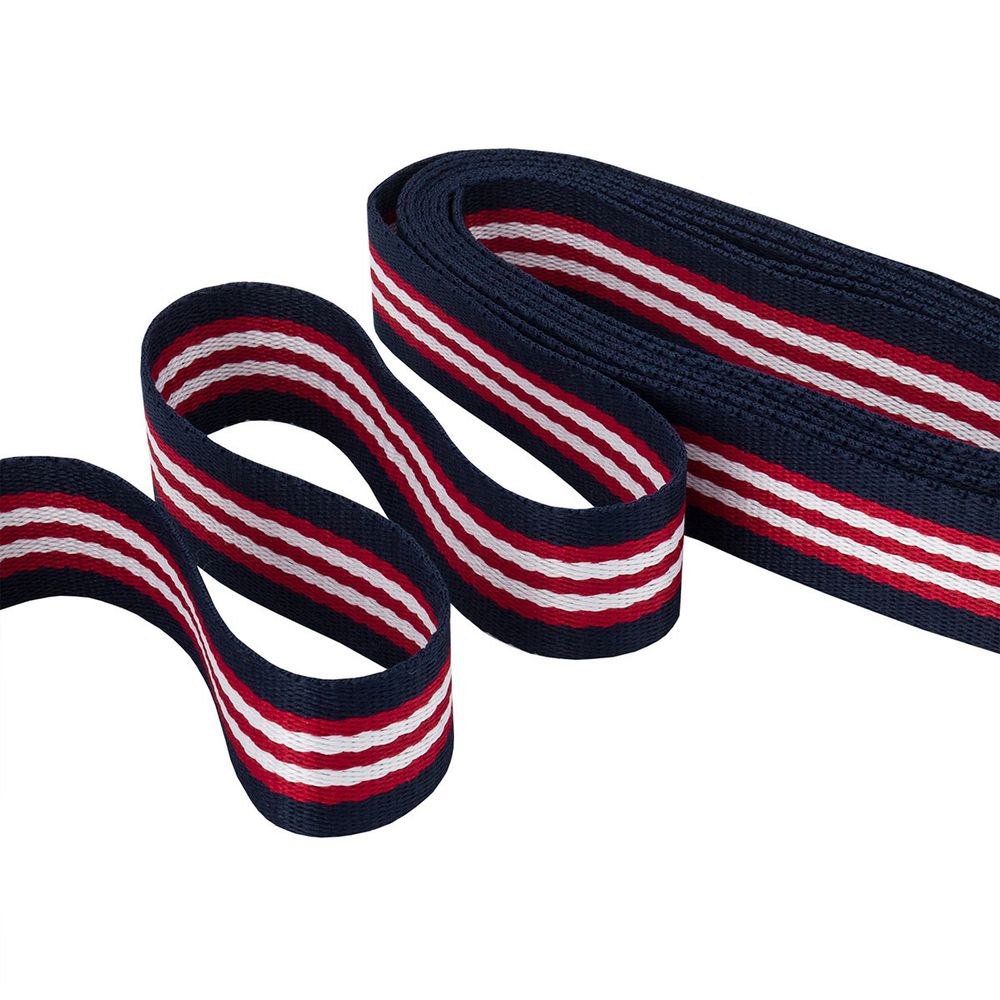 Стропа (ременная лента) 30 мм / 3 метра, [25 г/пог.м], с принтом 2-сторонняя, 1253 красный/белый/синий, 3Al361