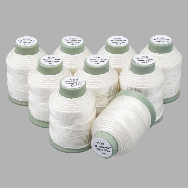 Нитки капроновые 500К, 50м, 001 белый, 9 катушек