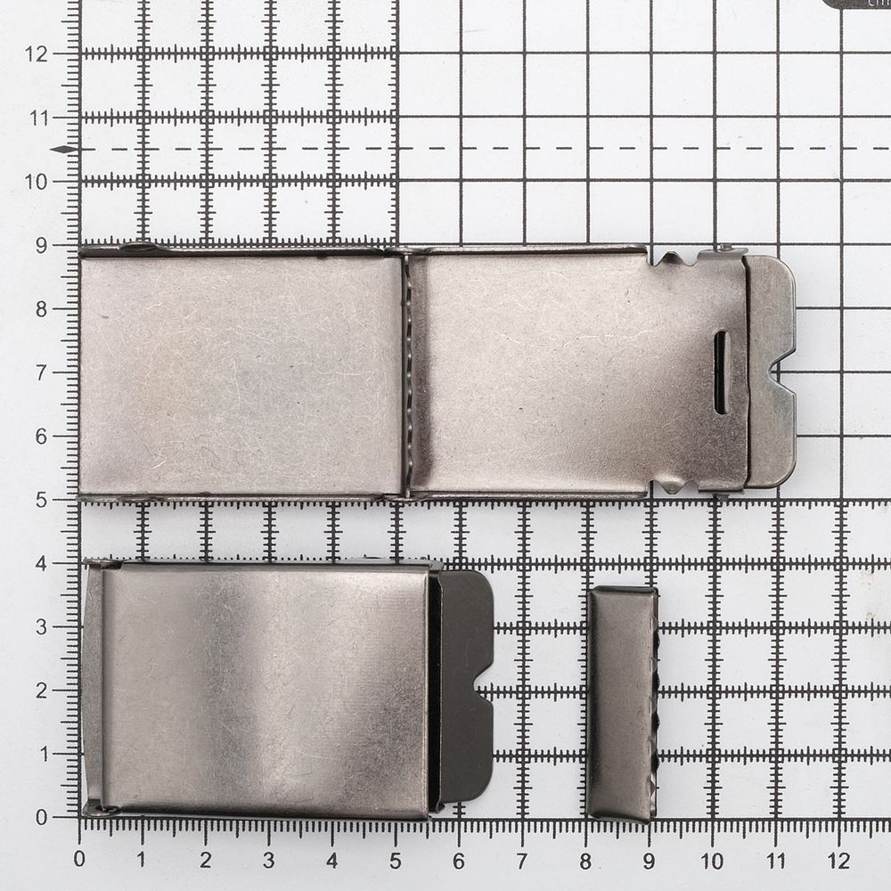 Пряжка ременная на стропу 38х52 мм, с наконечником, черный никель, 10 шт