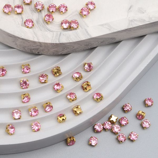 Хрустальные стразы в цапах/золото, 4мм, 50 шт, Astra&Craft, светло-розовый, 4AR159/166