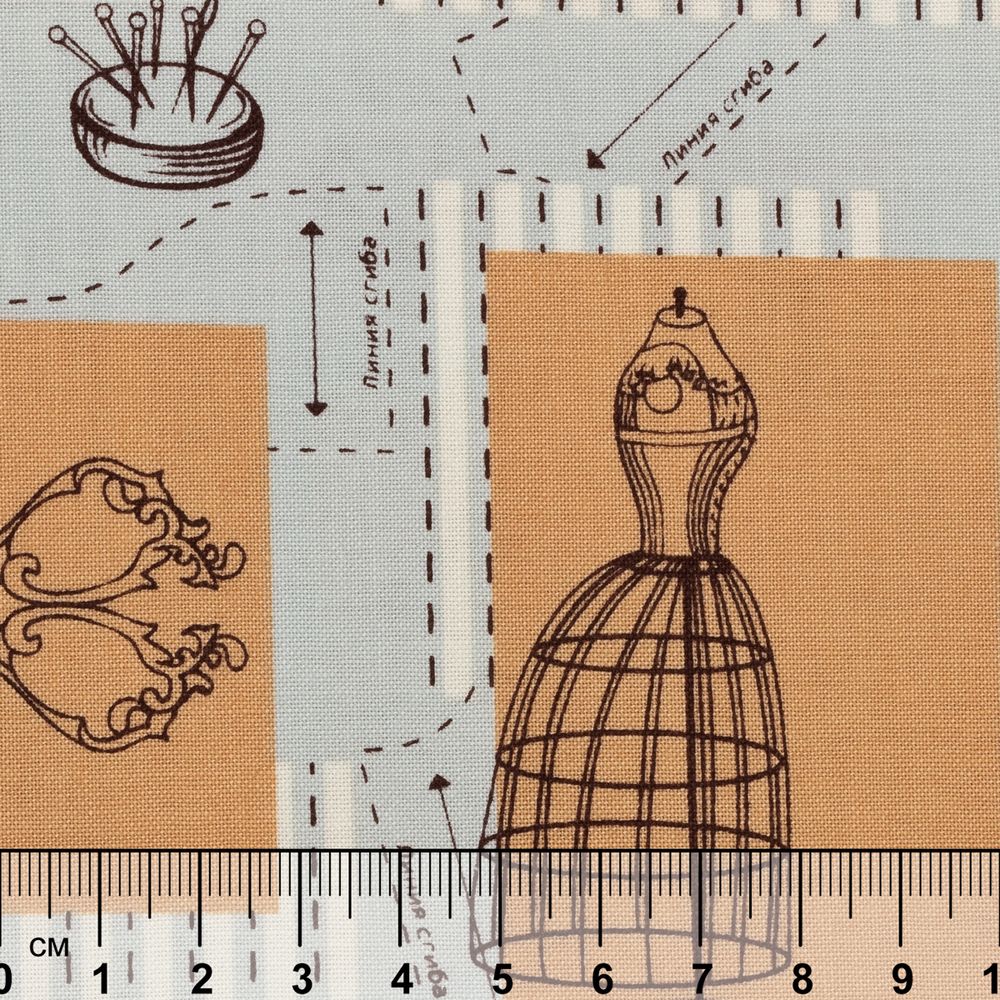 Ткань для пэчворка Peppy Век моды панель, отрез 60х110 см, 146 г/м², ВМ-01 серый, Peppy