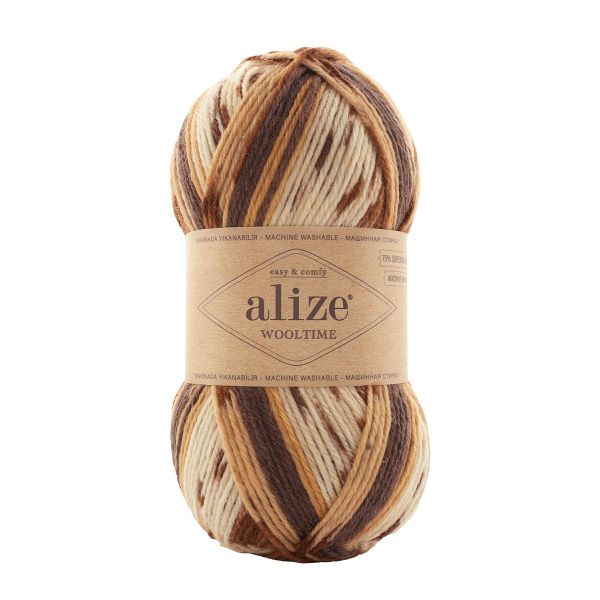 Пряжа Alize (Ализе) Wooltime / уп.5 мот. по 100 г, 200 м, 11023 секционный