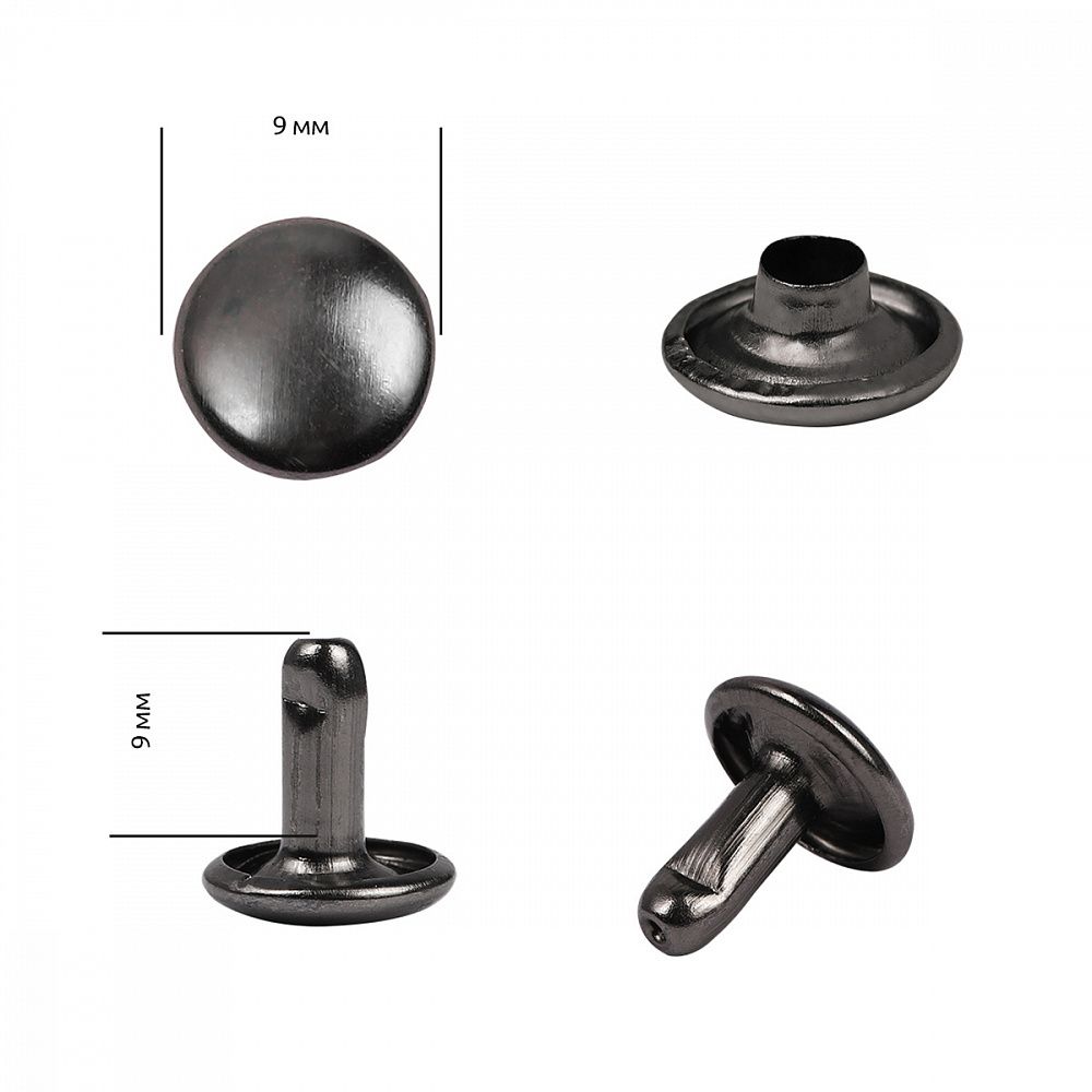 Хольнитены двухсторонние сталь 9х9 мм, №33, TBY.5209 цв. черный никель уп. 1000 шт, TBY