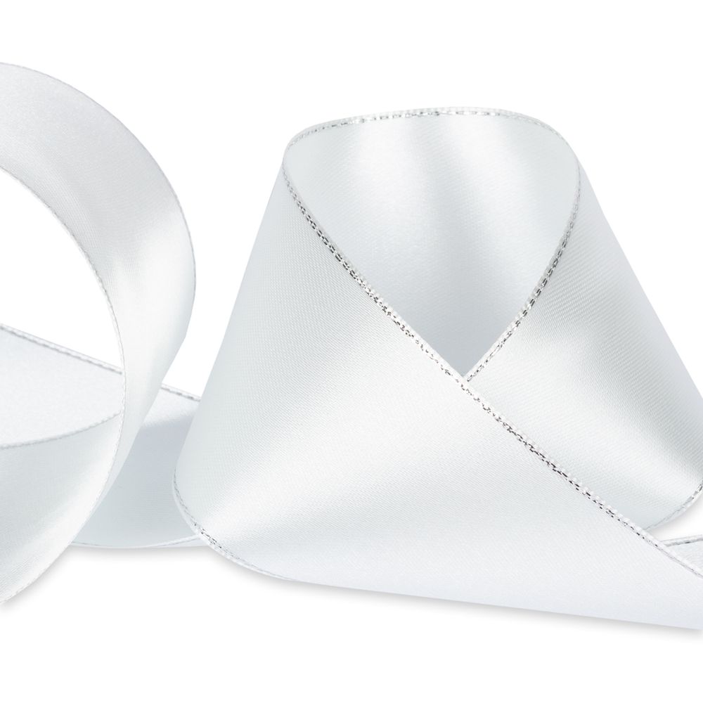 Лента атласная 2-сторонняя с метанитью 50.0 мм / 33±2 метра, 132 серо-голубой/серебро, Gamma AL-50M