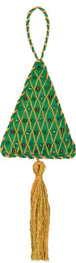 Набор для вышивания нитками Panna Живая картина JK-2318, Новогодняя игрушка. Елочка, 6х8 см