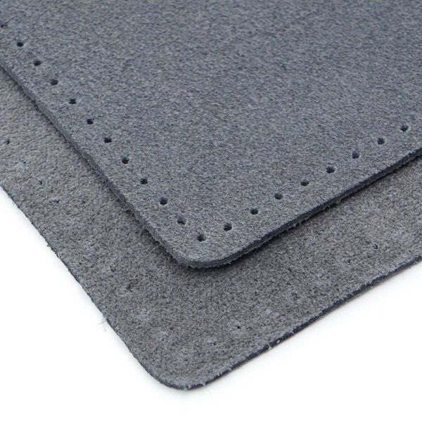 Заплатки пришивные из замши, квадрат 8см с перфорацией, 2 шт, 100% кожа, 26 серый, 59122