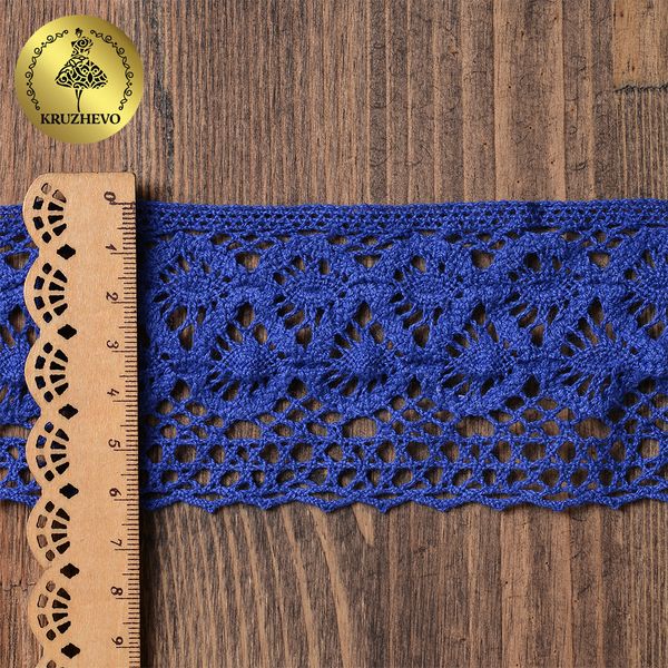 Кружево вязаное (тесьма) 50 мм / 10 метров, цв.37 синий, Kruzhevo