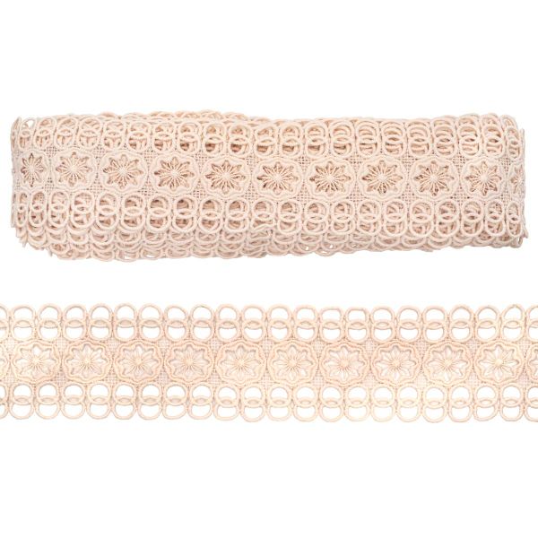 Кружево гипюр (плетёное) 60 мм, матовое, 13.72м, цв.NN236 молочный