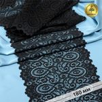 Кружево эластичное (стрейч) L1351 180мм цв.003 черный рул.140м, Kruzhevo