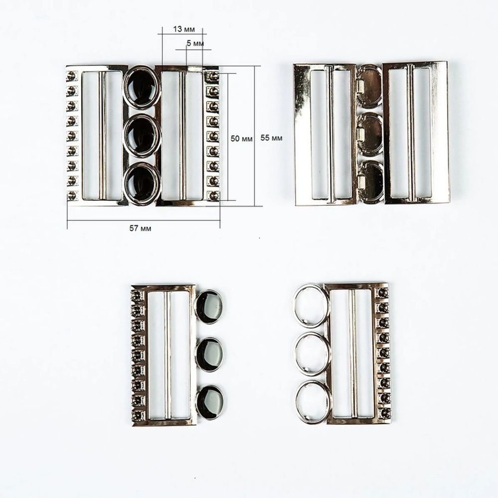 Пряжка-застежка 50 мм мет. эмаль никель, 2 шт, BIG