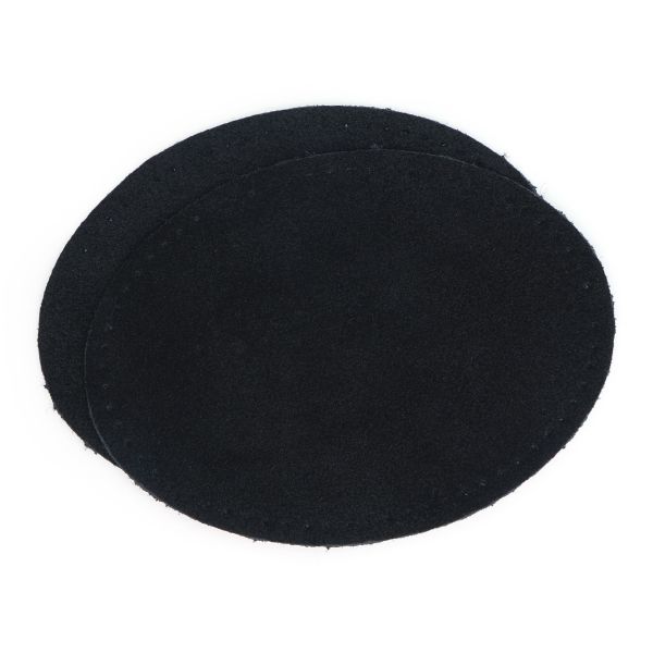 Заплатки пришивные из замши, овал 8х10,9см с перфорацией, 2 шт, 100% кожа, 20 черный, 59124