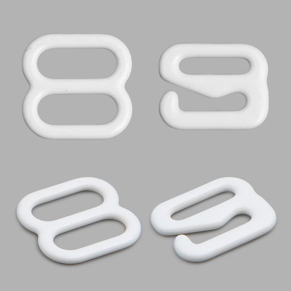 Набор крючки + регуляторы для бюстгальтеров металл 8.0 мм, (12 крюч., 6 регул.), белый