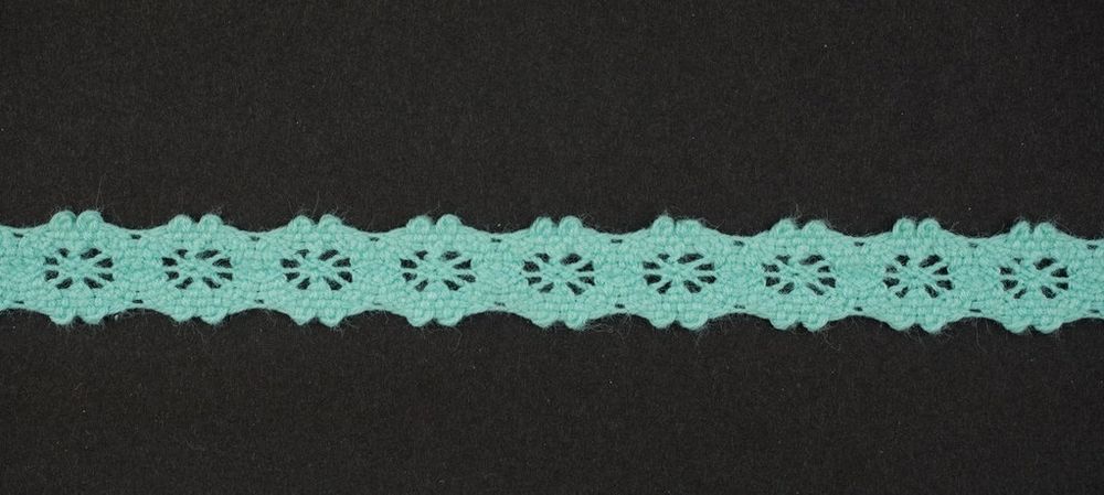 Кружево вязаное (тесьма) 11 мм цв.мятный, Alfa, 25 метров, AF-020-075 Кружево вязаное (тесьма) 11 мм цв.мятный, Alfa, 25 метров, AF-020-075