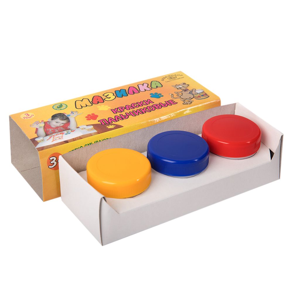 Краска пальчиковая Мазилка набор 3 цв.х150 мл, К3101, Аква-колор