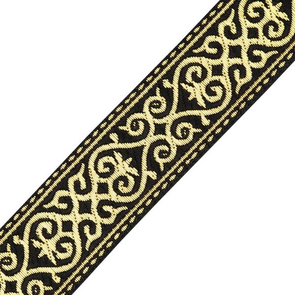 Лента (тесьма) жаккардовая 33.0 мм / 7.32 метра, черный, 7222
