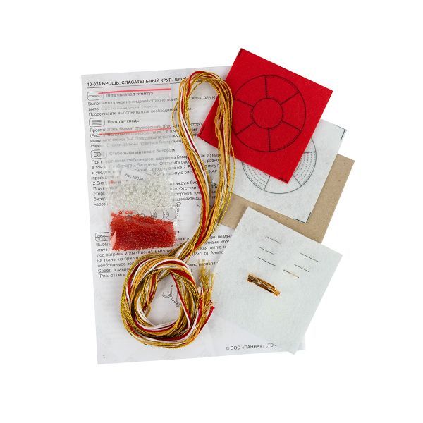 Набор для вышивания бисером Klart, Брошь. Спасательный круг, 5.5x5.5 см