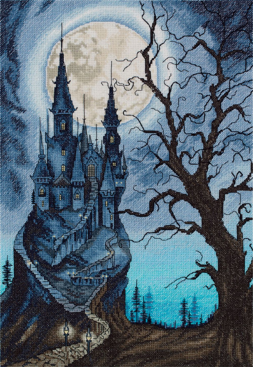 Набор для вышивания нитками Panna, Золотая серия. Мрачный замок, 23х33 см