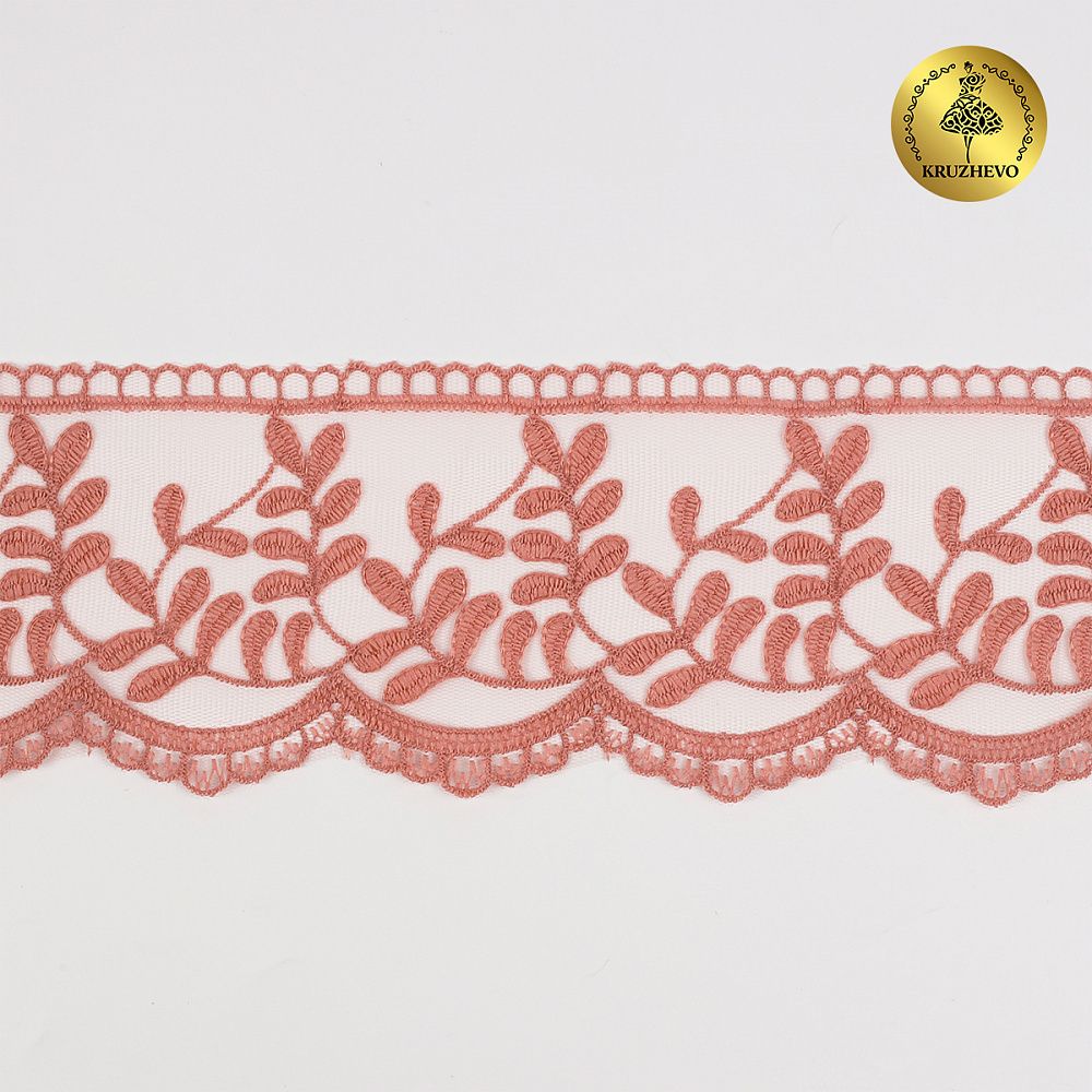 Кружево на сетке 85 мм, цв.N0815 капучино, уп.13.7м, Kruzhevo