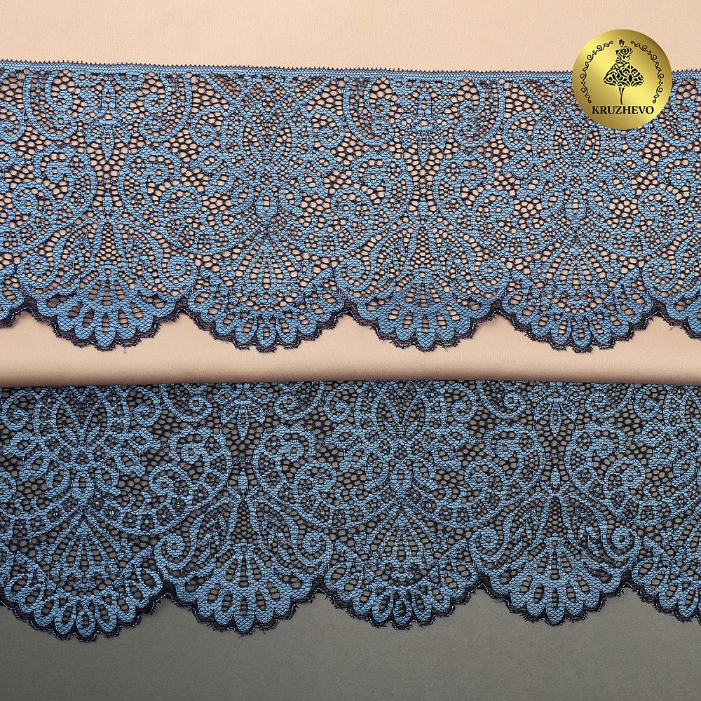 Кружево эластичное (стрейч) 110 мм, 40992PP цв.голубой уп.115м, Kruzhevo