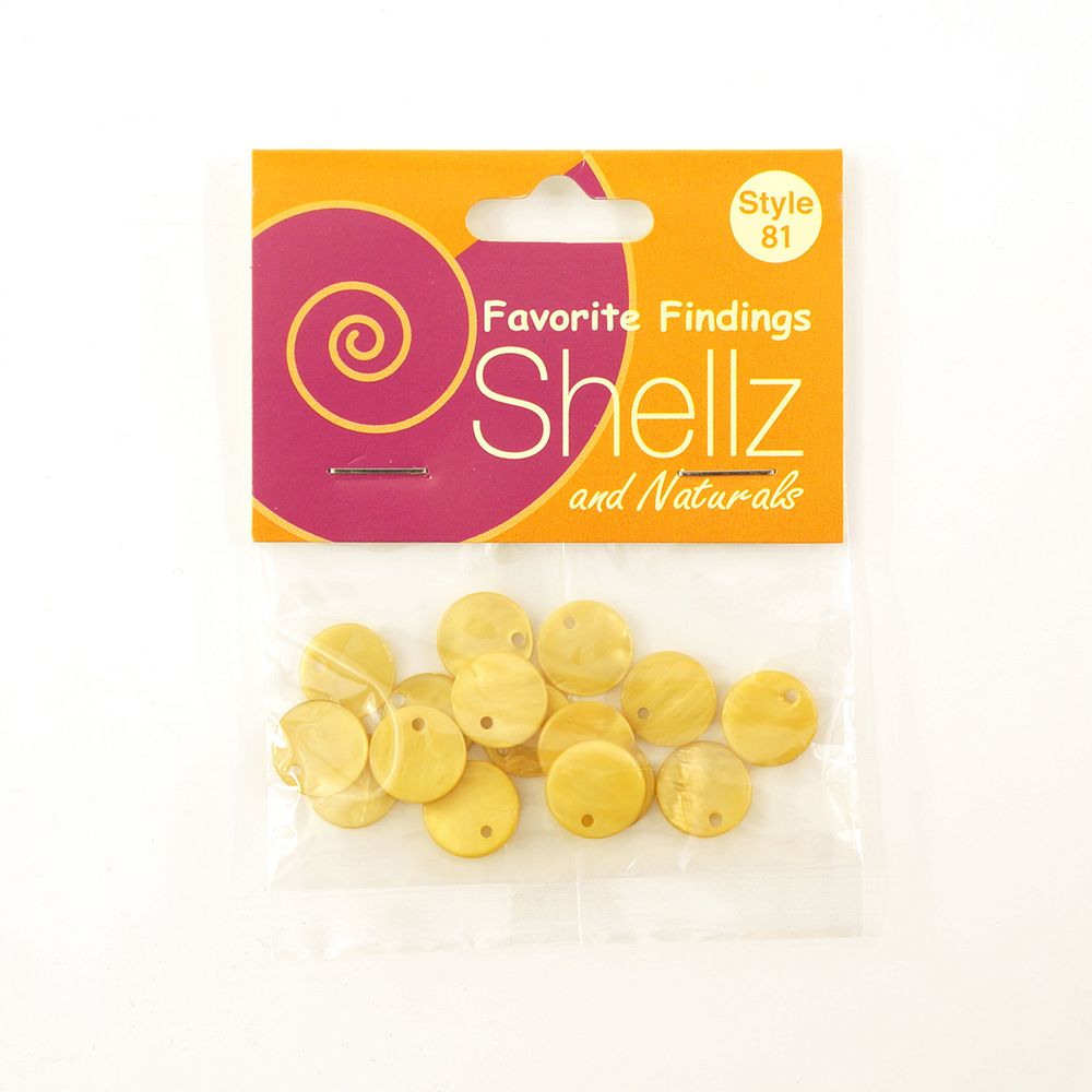 Пуговицы Shellz &amp; Natural Round River Shell Dangles 13 мм, жёлтый, 16 шт, Blumenthal Lansing
