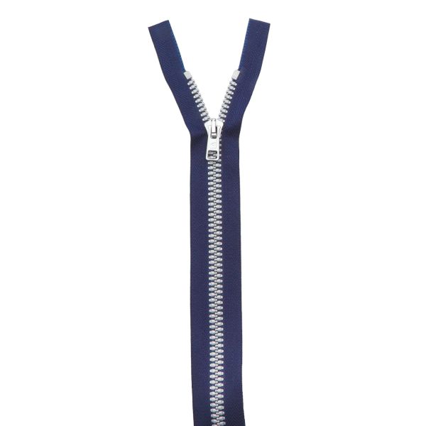 Молния трактор Arta Т6 (6 мм) 1 зам., разъем., 60 см, Decor, цв. 044 т.синий / 991 алюминий, уп.5 шт