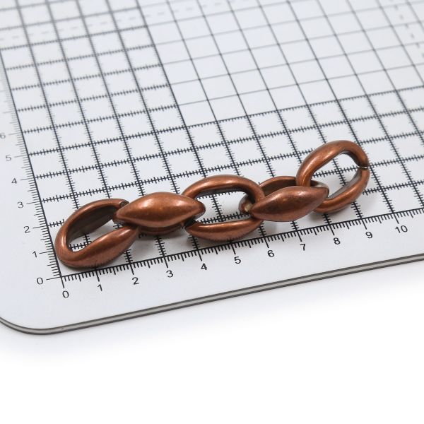 Цепь пластик 10 см, размер звена 27х14 мм, медь