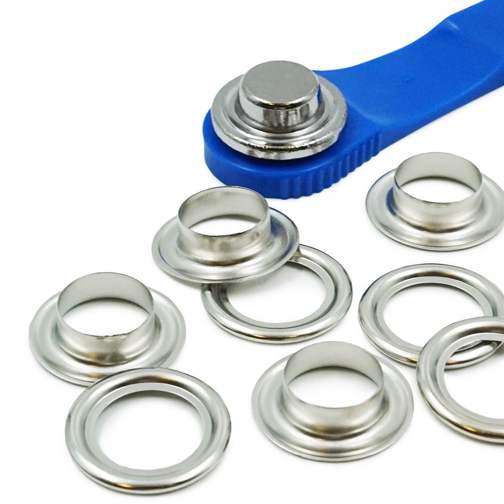 Люверсы металл ⌀14.0 мм (внутр.) с инструментом для установки, серебро, Prym, 10 шт