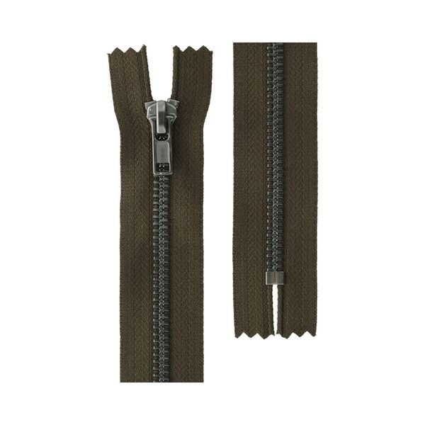 Молния металл Т5 (5 мм) 1 зам., н/раз., 18 см, черн.никель, 316 коричнев.хаки, ZIP 5B Gamma, 10 шт