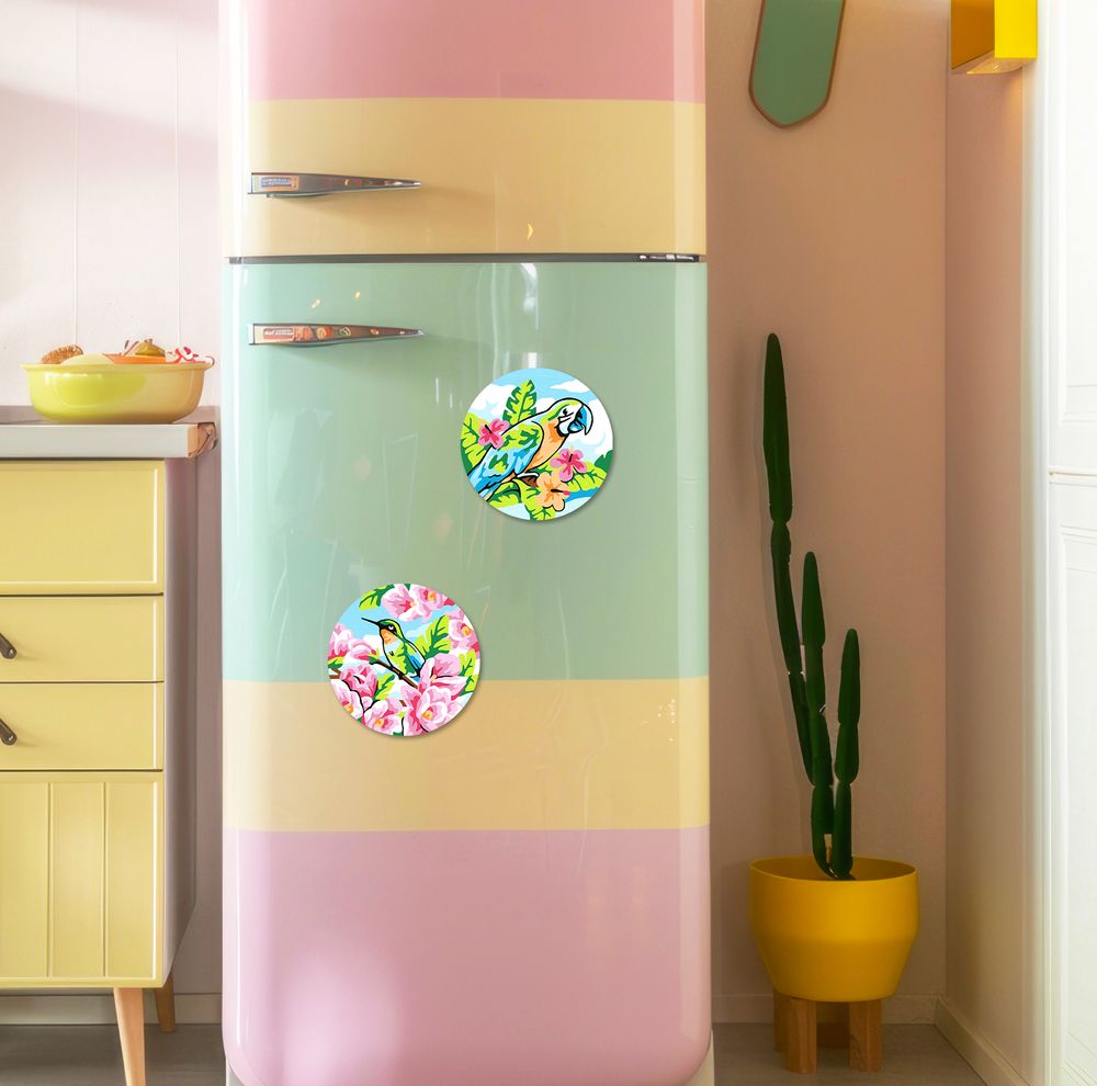 Картина по номерам Фрея PNBM-025, Красочные птицы, (на магните) 9х9 см