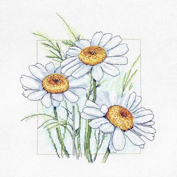 Набор для вышивания нитками Созвездие, Ромашки 23х25см