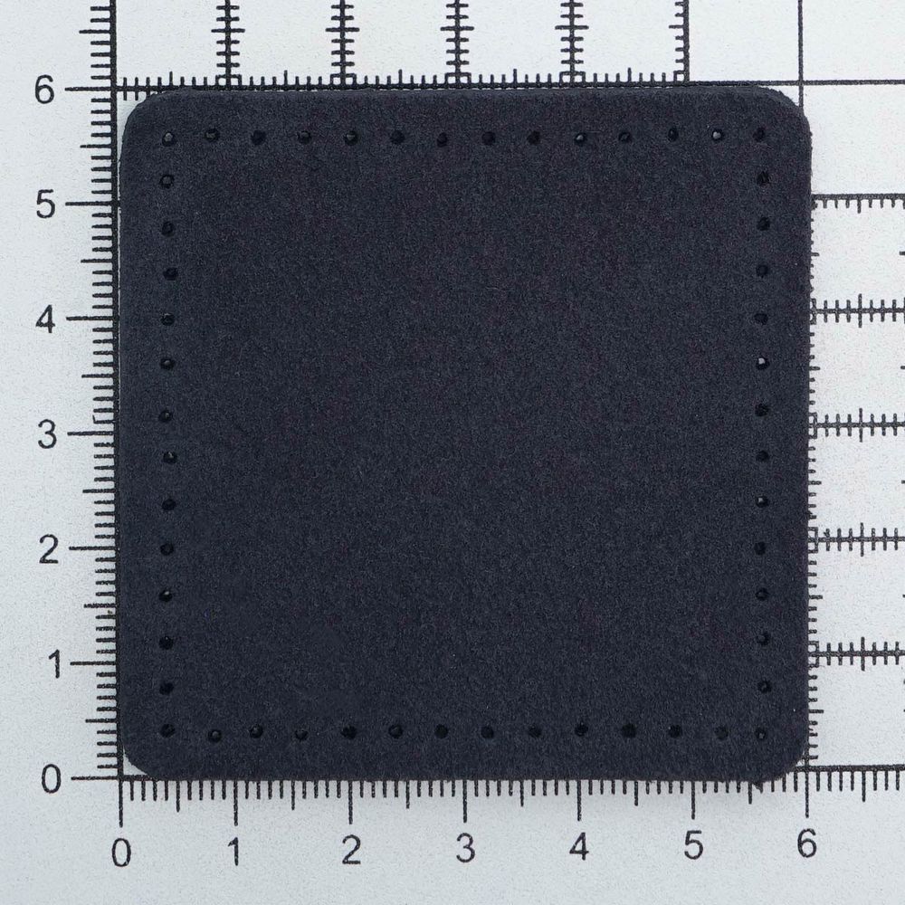 Заплатки пришивные из замши, квадрат 6см с перфорацией, 2 шт, 100% кожа, 22 темно-синий, 59112