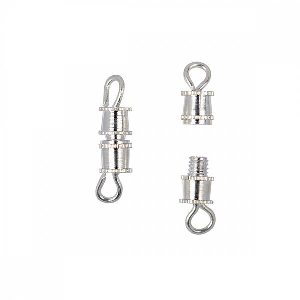 Замок винтовой для бус арт.MH.11193-2 цв.серебро 12х4мм уп.50 шт