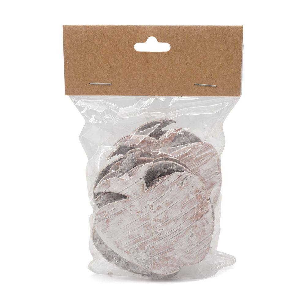 Декоративные элементы из коры дерева "Яблоко", 7см, 8 шт, белый