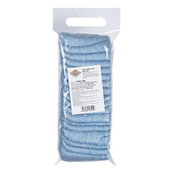 Вата хлопковая зигзаг 100±10 г, №01 голубой, Warmtex VHZ-100