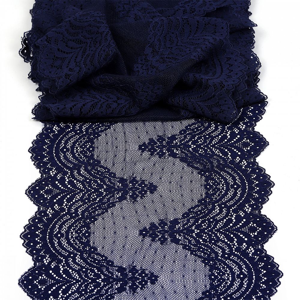 Кружево бельевое эластичное 230 мм / 3 м, 8036 цв.S919 т.синий, Kruzhevo