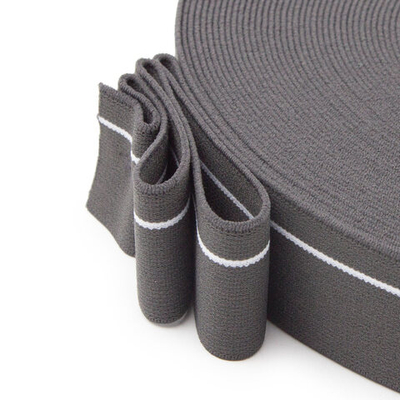 Резинка для мужских трусов и боксеров 35.0 мм / 25 метров, тканая мягкая, 24 г/м, т.серый/белый полоса