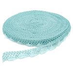 Кружево вязаное (тесьма) хлопковое 28 мм / 25 метров, рис.28.01.021 (мятный/белый) С3749Г17