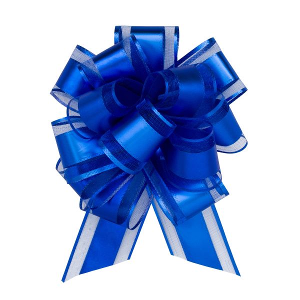 Бант-шар для упаковки подарка ⌀14 см, ширина ленты 5 см, 1 шт, 73 синий