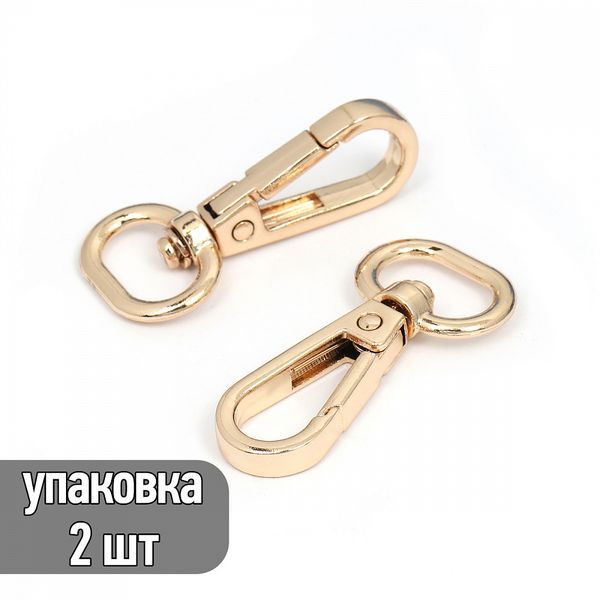 Карабин металл 15.0 мм (46х22 мм), TBY-AX11.1-15, цв. золото, уп. 2 шт