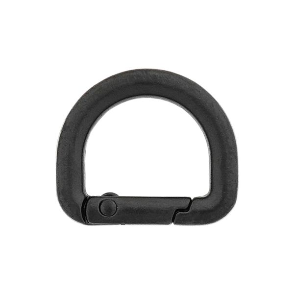 Карабин металл полукольцо 15 мм, черный матовый, MB_2232, 6 шт