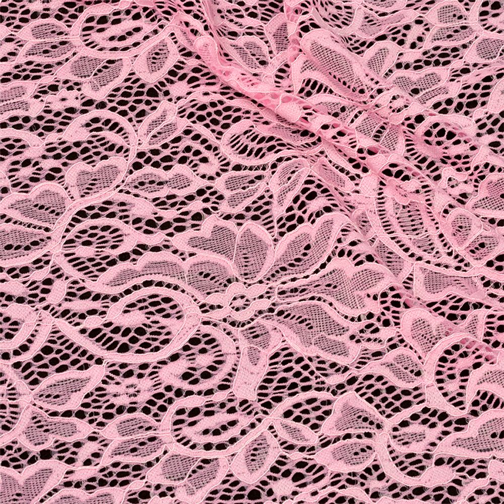 Ткань кружевная (гипюр) с кордом диз.3036 шир.150 см, 130 г/м², цв.135 розовый уп.22,86м