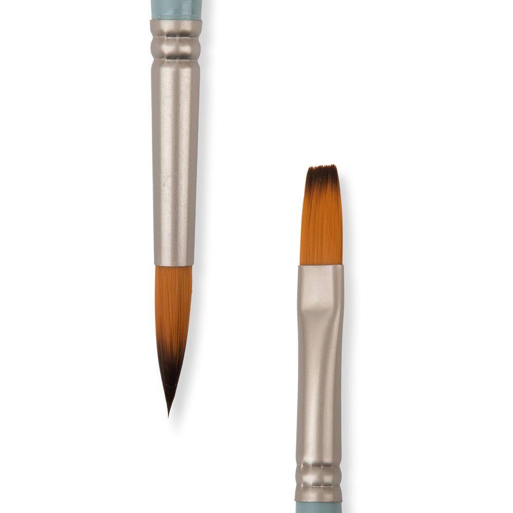 Кисть синтетика двусторонняя круглая/плоская, 5 шт, короткая ручка, №08, Vista-Artista 50130-8