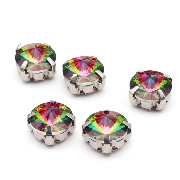 Хрустальные стразы в цапах круглой формы, радужный 8 мм, 10 шт. Astra&Craft, РЦ004НН8