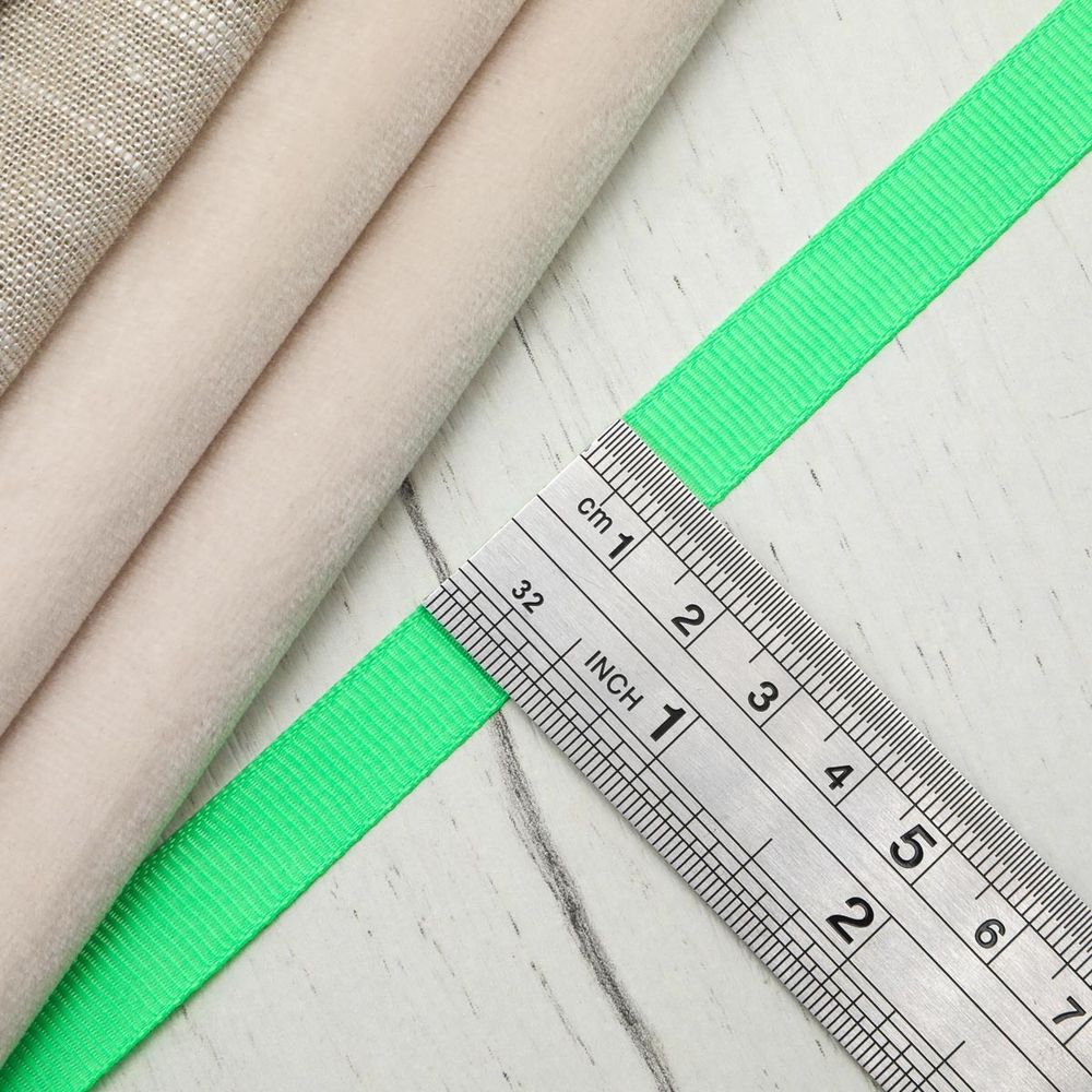 Лента репсовая (в рубчик) 12.0 мм, 085 яркий салат, уп.18,28 м