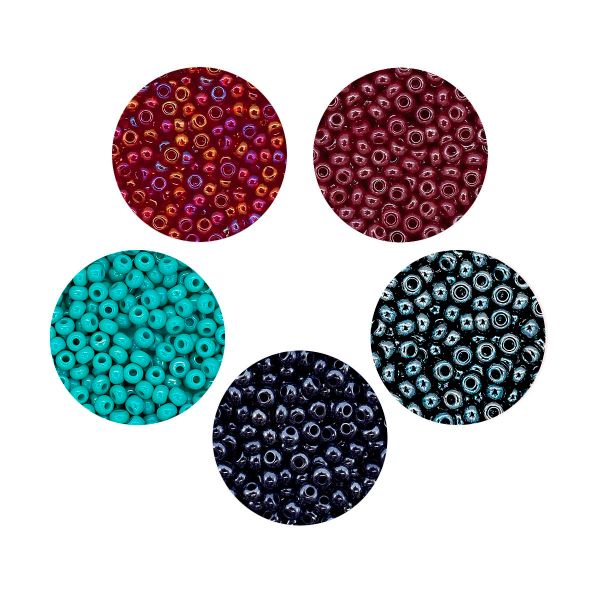 Набор бисера Preciosa 051, 5 цветов по 20 гр, № 10/0 (2.3 мм), диаметр 2,3 мм, 100 гр