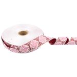 Лента (тесьма) жаккардовая 32.0 мм / 25 метров, Орнамент для северных народов, рис 9788 белый-бордовый-розовый, Gamma С3774