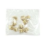 Фиксатор (зажим) для шнура металл плоский, 2 отв., 13х13 мм, (in ⌀3 мм), мет. цв.золото, 10 шт